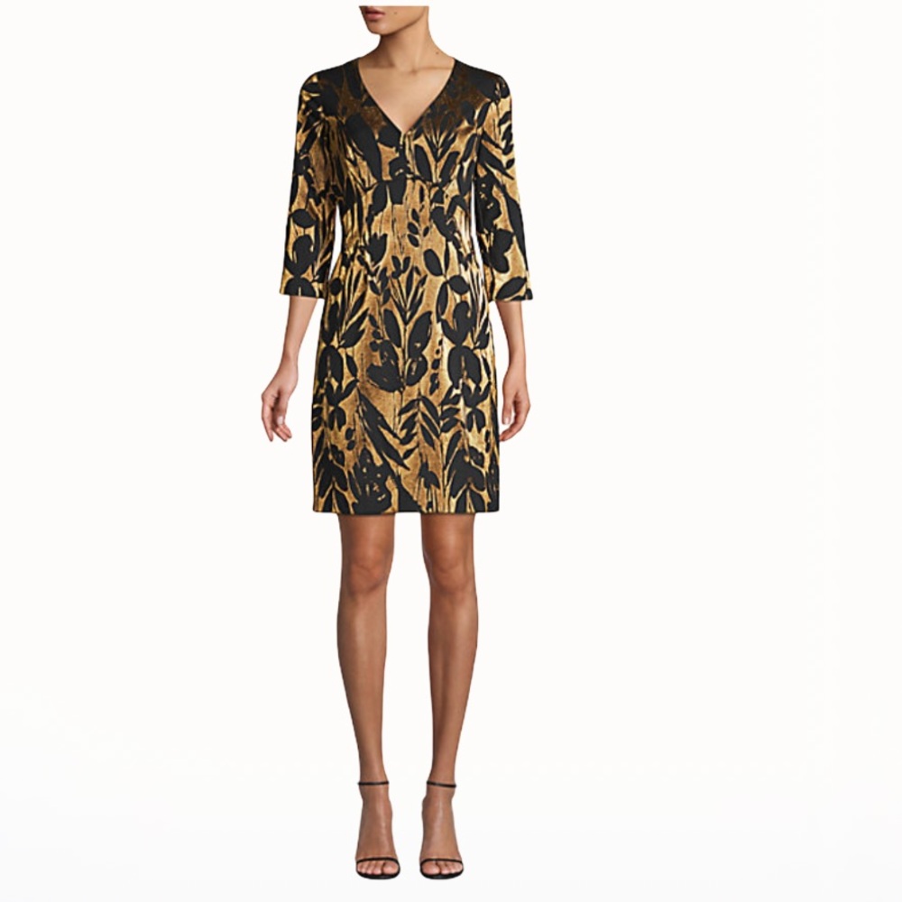Trina Turk Muni Metallic Jacquard Sheath Dress -10 - Picture 2 of 16